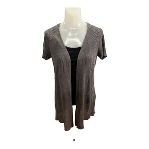 Eileen Fisher Charcoal 100% Organic Linen Open Front Cardigan  size S